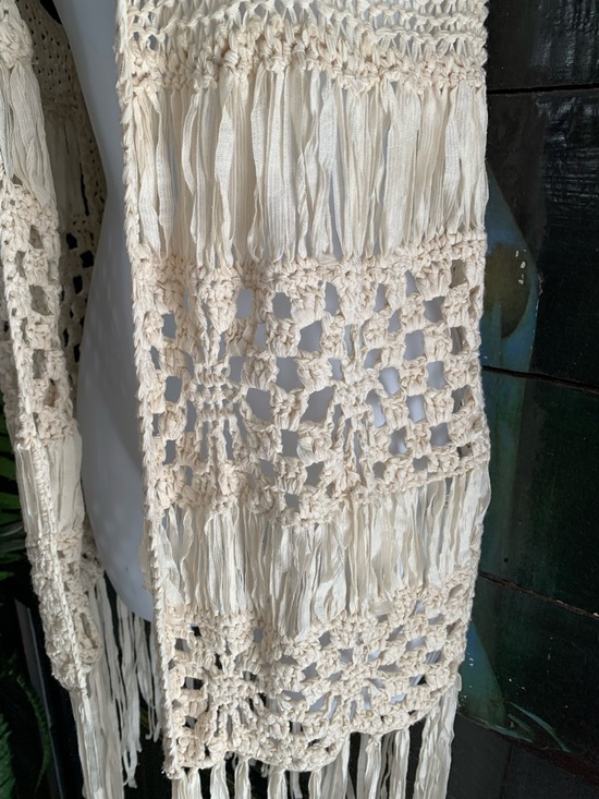 Boho Hippie Crochet Festival Fringe Open Knit Vest- M - Picture 6 of 13